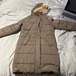 Olive Hooded Puffer Coat